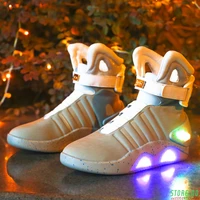 usb charging led luminous shoes for mens fashion light up casual men back to the future glowing sneakers free shipping