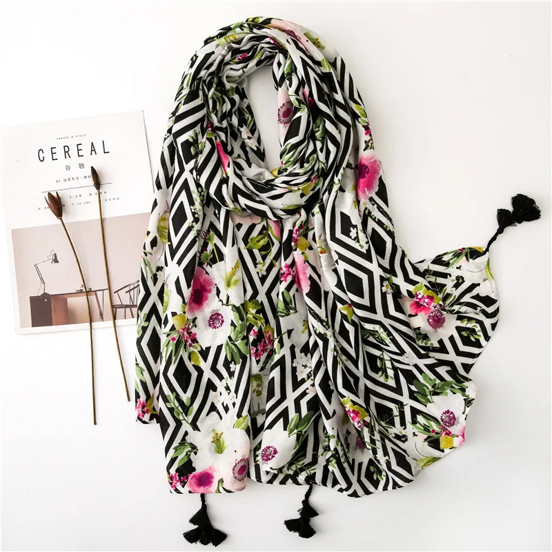 

Lightweight Travel Shawl Scarf Peony Print Beach Wrap for Hawaiian Vacation