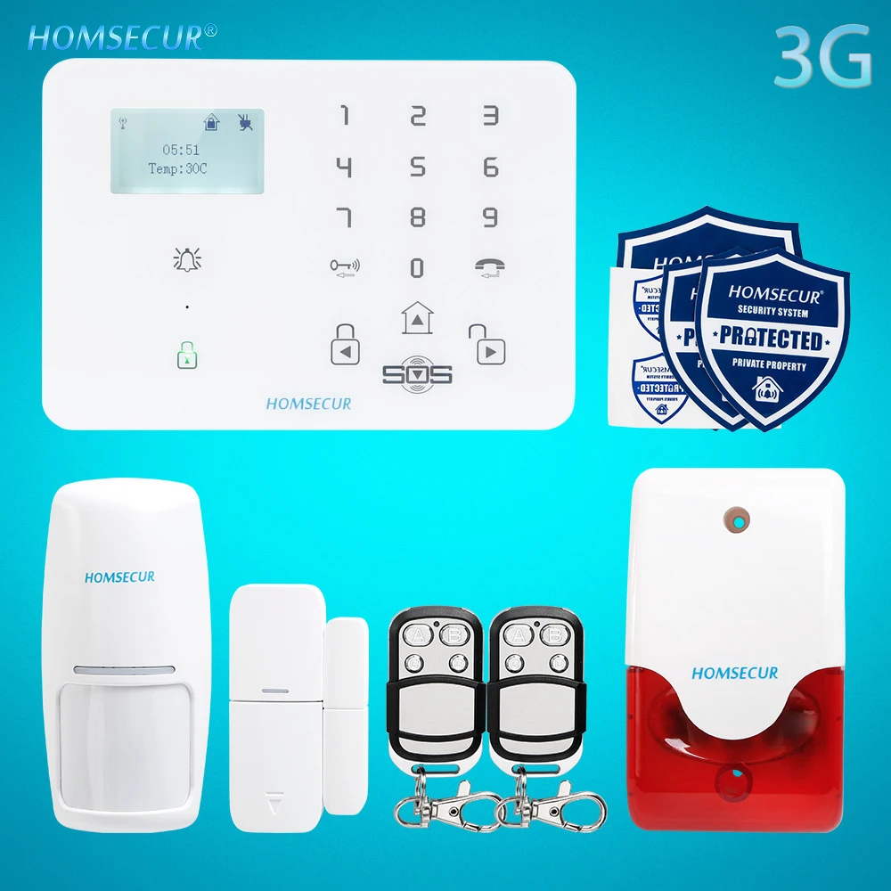 

HOMSECUR Беспроводный 3G/GSM Домашняя Охранная Сигнализация Система с Несколькими Языками Меню