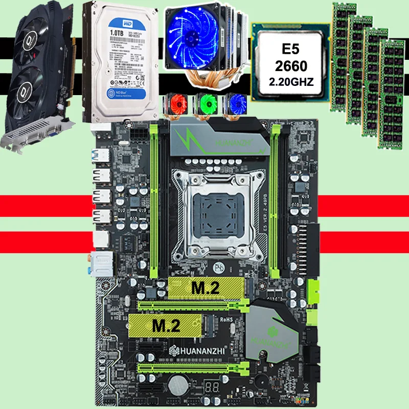 Компьютер DIY HUANAN X79 материнская плата Процессор Xeon E5 2660 6 тепловых труб кулер ram 32G(4*8G) DDR3 RECC 1 ТБ 3,5 'SATA HDD GTX750Ti 2GD5