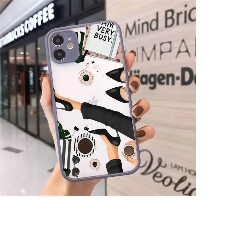 

Girl Boss Pink Women Cartoon Phone Case Matte Transparent for iPhone 7 8 11 12 s mini pro X XS XR MAX Plus cover funda