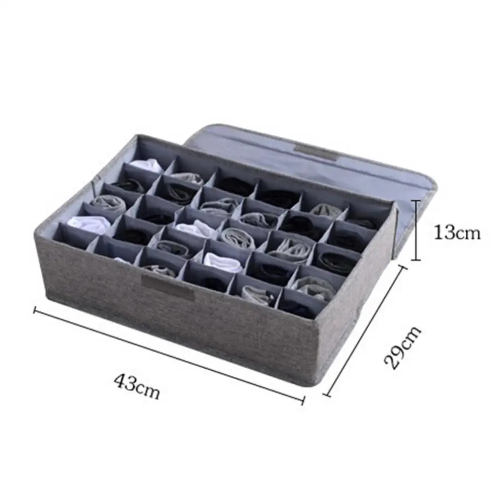 

60% Hot Sales!!! 30 Grids Ties Socks Underwear Divider Wardrobe Organizer Storage Box with Lid