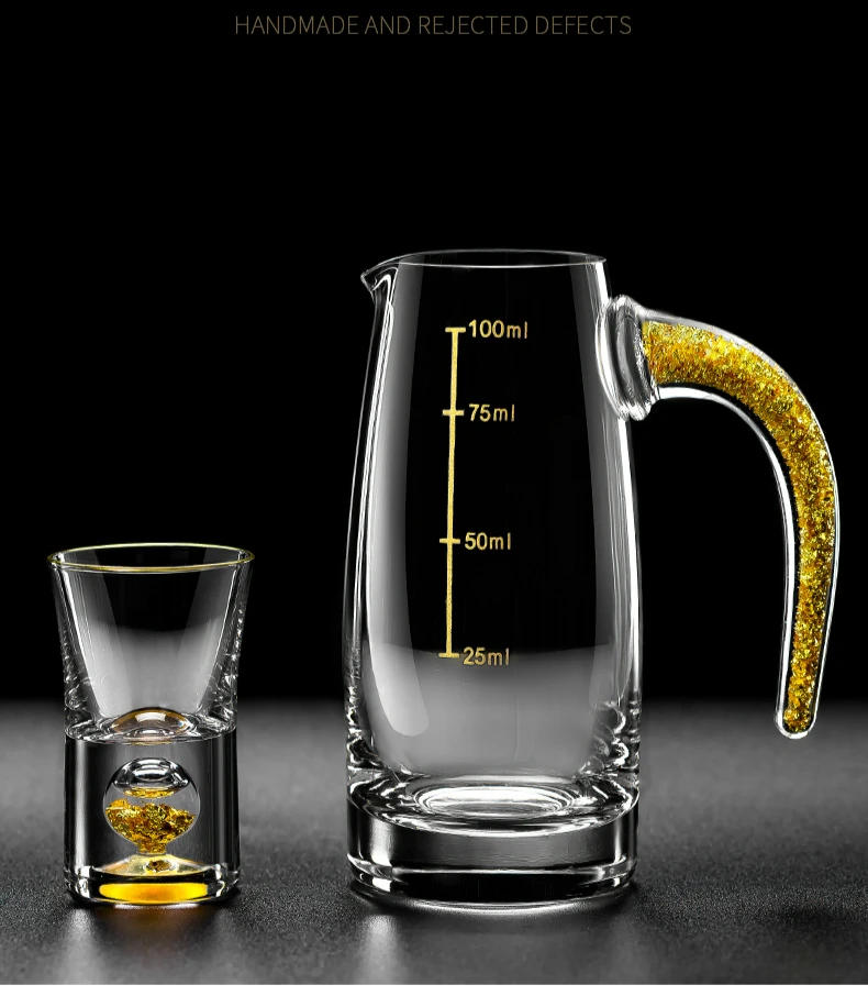 24K из золотой фольги Кристальный водка Spirit Sake Винный Графин Набор стаканов по-прежнему Destilador Moonshine аксессуары Decantador De Vino