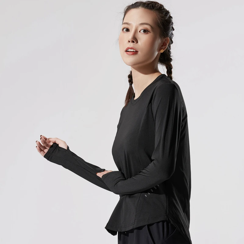 Осенне зимний спортивный костюм для йоги топ Женская Спортивная футболка