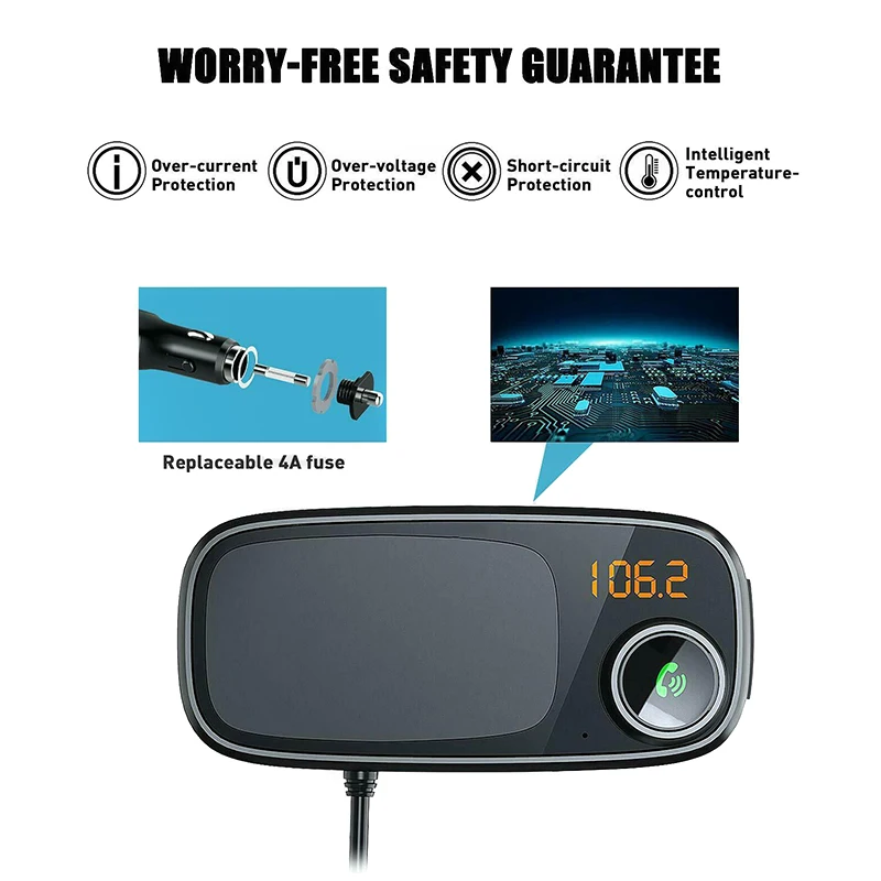 

2020 Car Bluetooth FM Transmitter with Magnetic Phone Holder QC 3.0 Charging MP3 Music Player H-best