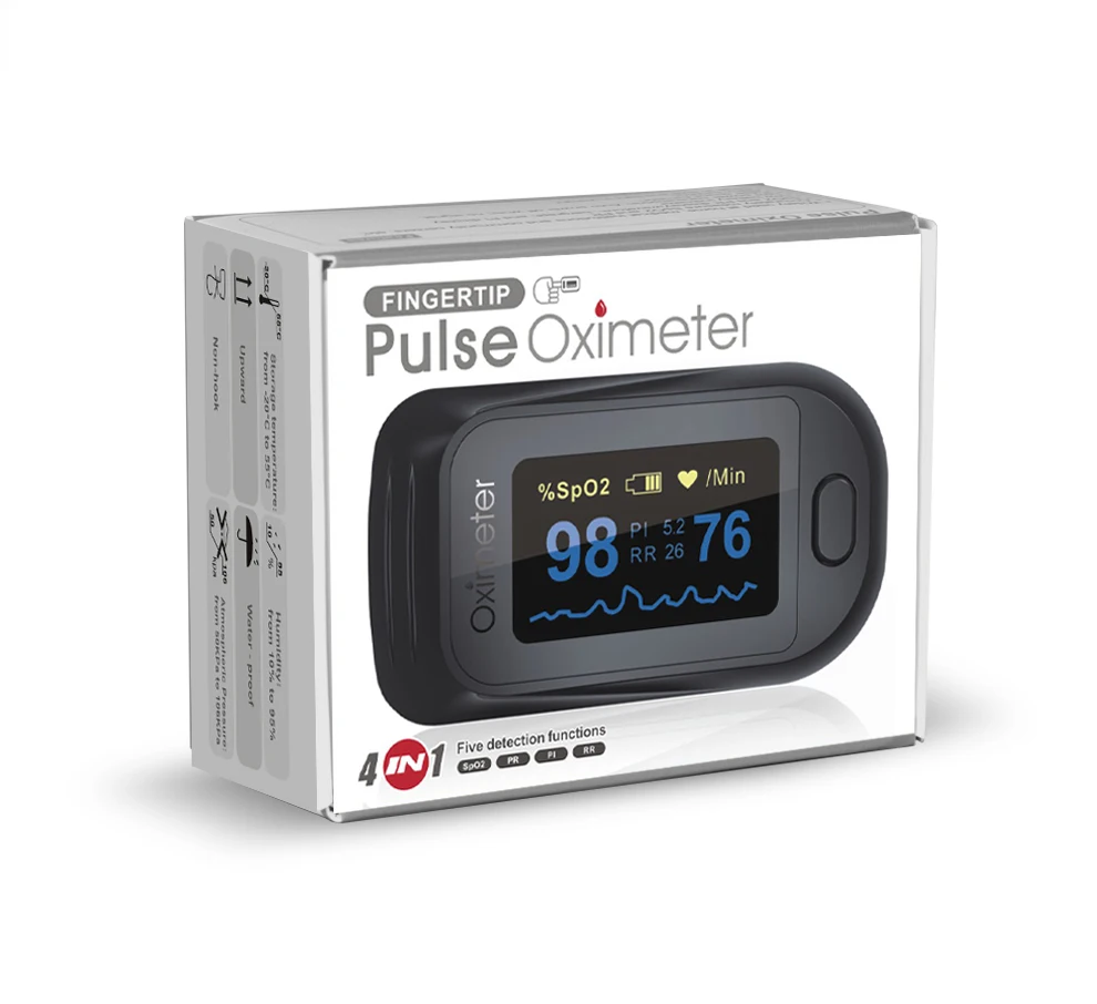 

KIUZOU Fingertip led Pulse Oximeter SPO2 RR PR Portable Blood Oxygen Respiratory Rate Oximetro De Dedo family Health Care