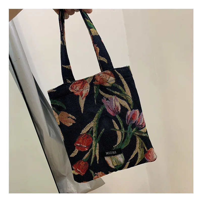 

Embroidery Flower Vintage Canvas Bags for Women 2021 New Winter Autumn Fashion Retro Tote Shoulder Messenger Books Bags Handbag