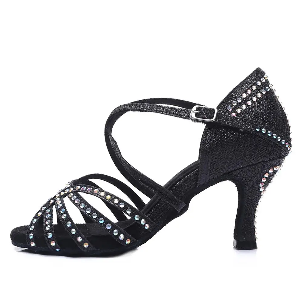Latin Dance Shoes Women's Ballroom Dance Shoes Ladies High Heeled Professional Girls Children Dance Shoes 6/7.5/8.5/9/10cm Heels