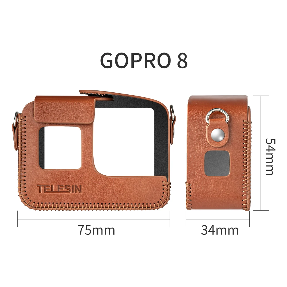 Телесин из искусственной кожи чехол для GoPro Hero 8 для Hero 5 6 7 черная рамка Крышка мини-протектор черный коричневый с длинным ремешком аксессуары