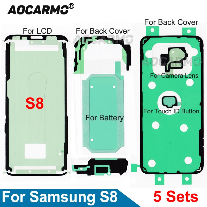 5 компл./лот для Samsung Galaxy S8 SM G9500 задняя крышка ЖК экрана аккумулятора объектив
