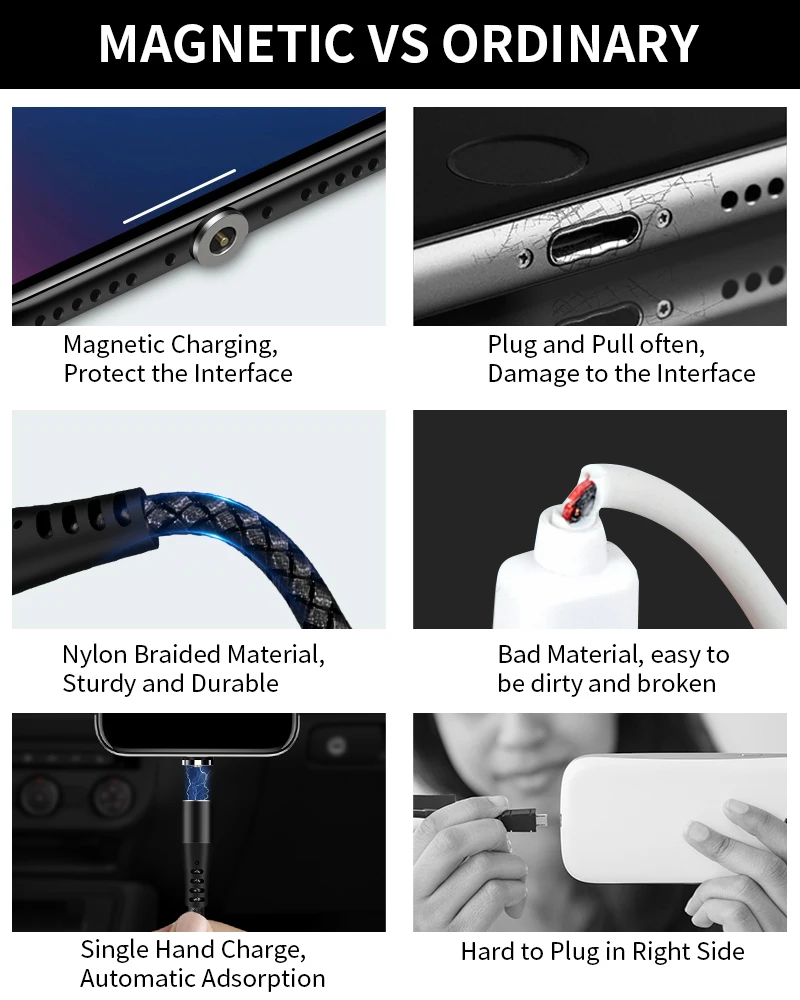 Магнитный кабель USB C кабель для быстрой зарядки Магнит Micro USB зарядное устройство для Xiaomi Mi8 Mi9 samsung S9 S8 type C Быстрая зарядка