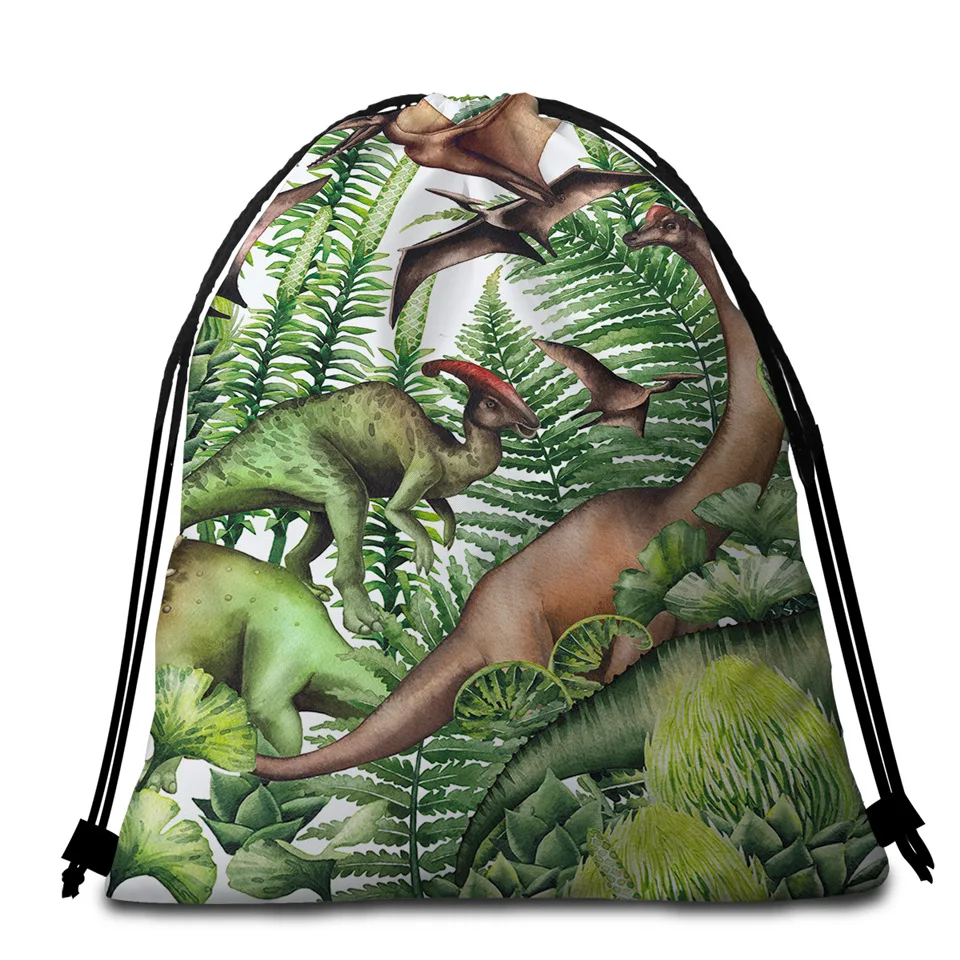 007 - Bag Постельное белье Outlet динозавр круглый пляжное полотенце Jurassic гобелен дети мультфильм карта мира микрофибра Большое банное полотенце для взрослых 150 см - Цвет: 007 - Bag