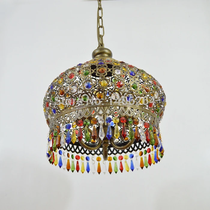 18 см Средиземноморский Железный цветной Хрустальный светодиодный потолочный