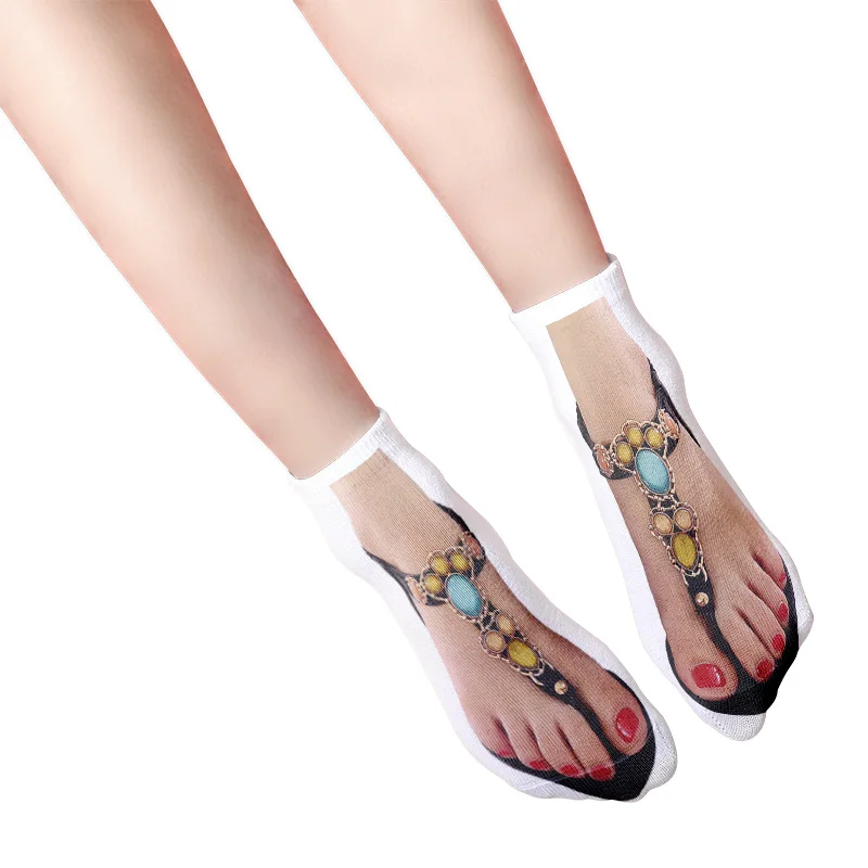 ugg socks Cute Foot Printed 3D Socks For Women Kawaii Low Ankle Femme Girls Cotton Socks Casual Funny Creative Socks Happy Calcetines Sox smartwool socks sale