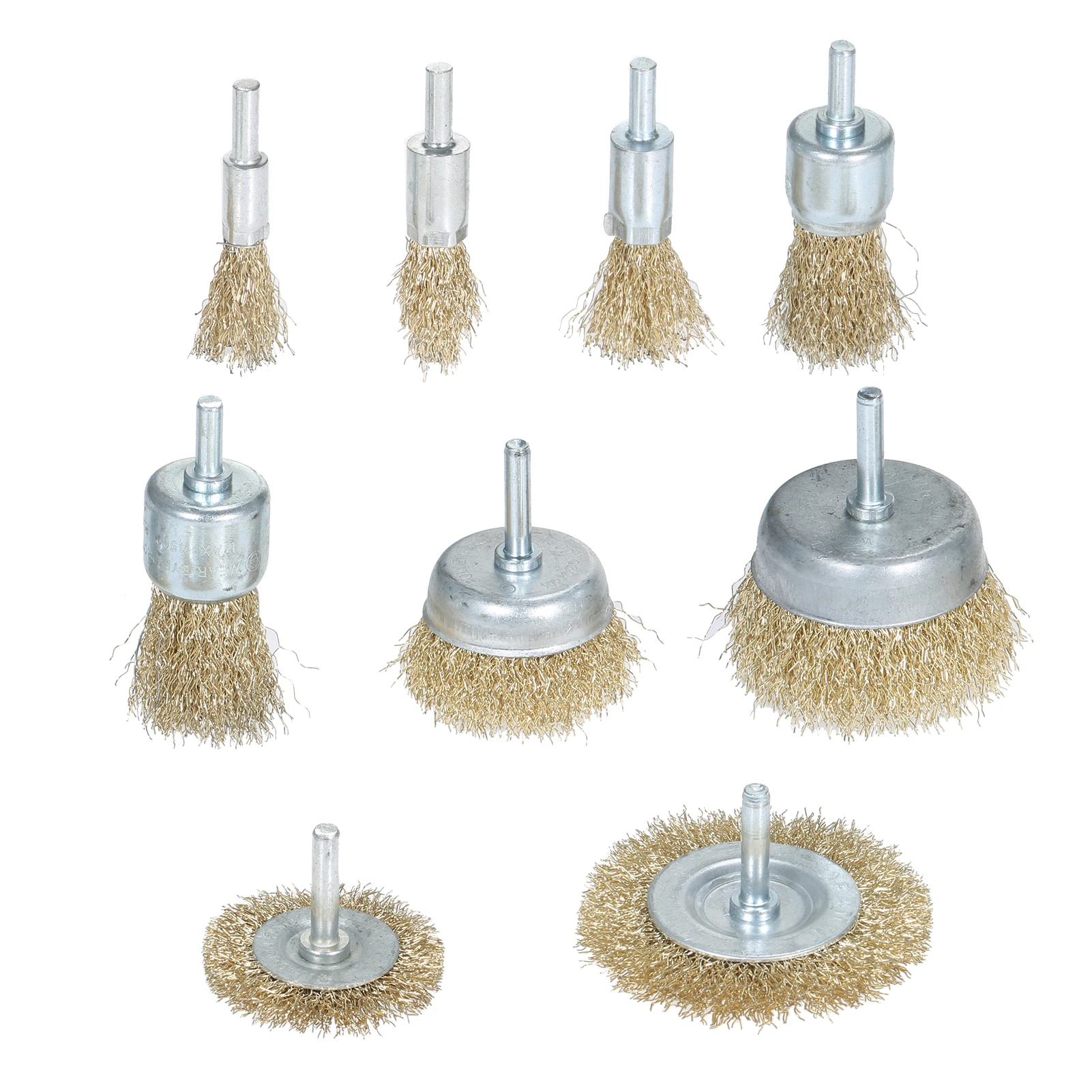 Набор из 9 щеток для колес и чашек с хвостовиком 1/4 дюйма, 9 размеров, Набор щеток с покрытием, идеально подходит для удаления