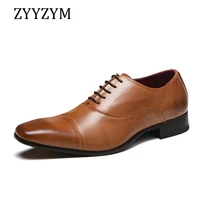 zyyzym men dress shoes leather lace up 2021 spring new business formal wear shoes large size 38 46