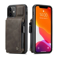 case for iphone 11 12 pro max 11 12 pro 12 mini 11 12 leather zipper purse flip cover card slot shockproof full protective cover