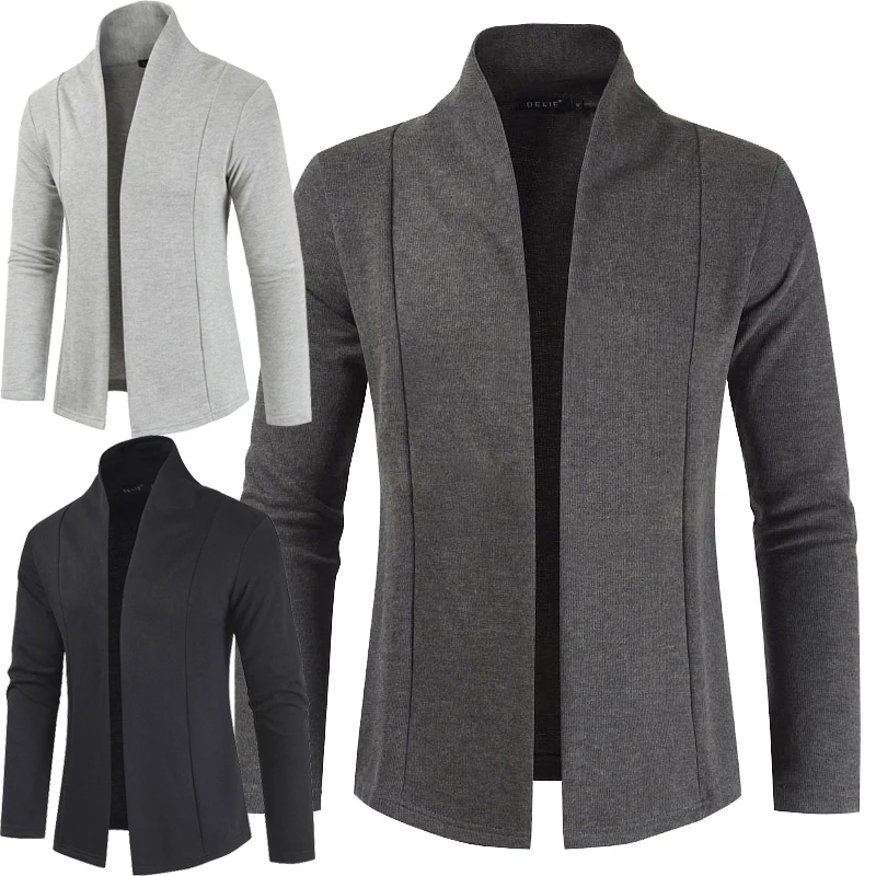 

Мужской плотный теплый жакет с отложным воротником и длинными рукавами, Повседневный хлопковый Кардиган, облегающий свитер, пальто, Кардиган