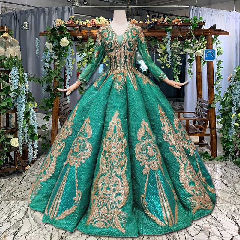 Женское вечернее платье HTL597 с длинным рукавом и блестками формальное большого