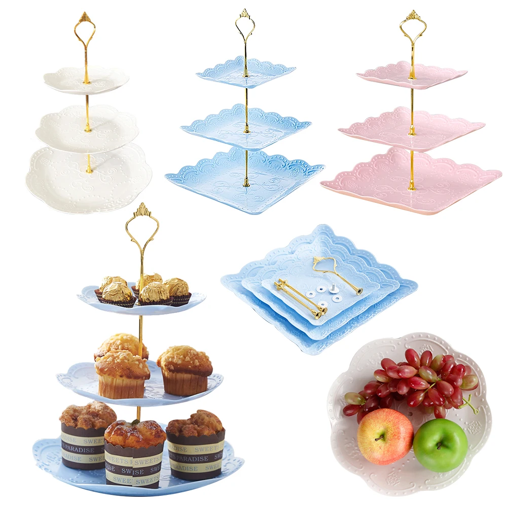 

3 Tier Cake Stand Afternoon Tea Tableware Bakeware Serving Tray Cupcake Display Rack Wedding Party Home Decor Dessert Houder