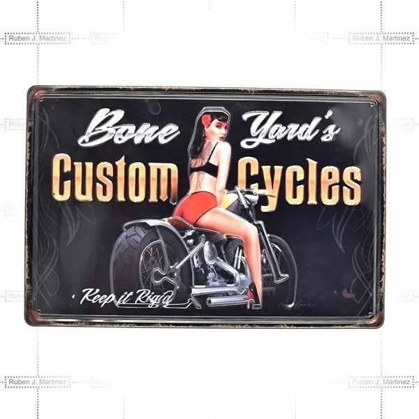 

Retro tin paintings Fashion Custom Cycles Vintage Embossed Metal Tin Sign