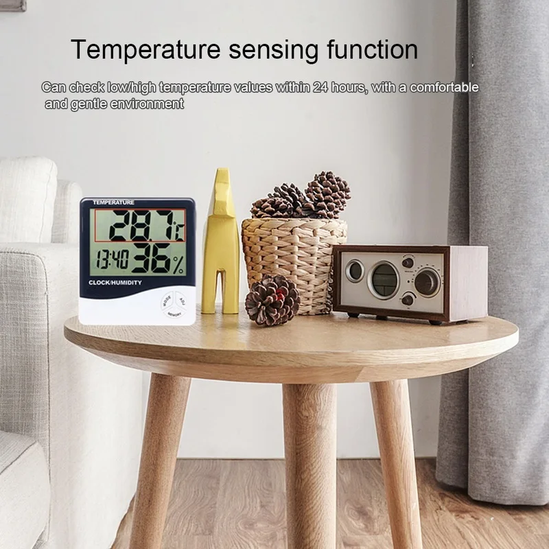 Portable LCD Digital Temperature Humidity Meter -1 -2 Indoor Outdoor Hygrometer Thermometer Weather Station With Clock | Инструменты