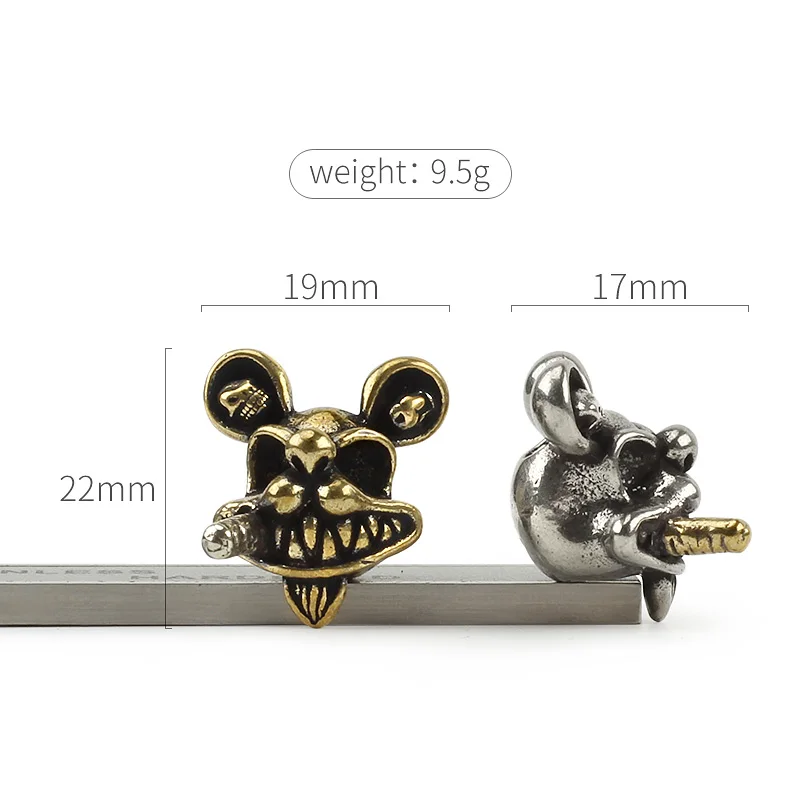 Животное EDC латунный нож бусы на шнурок мультфильм череп медный Паракорд кулон