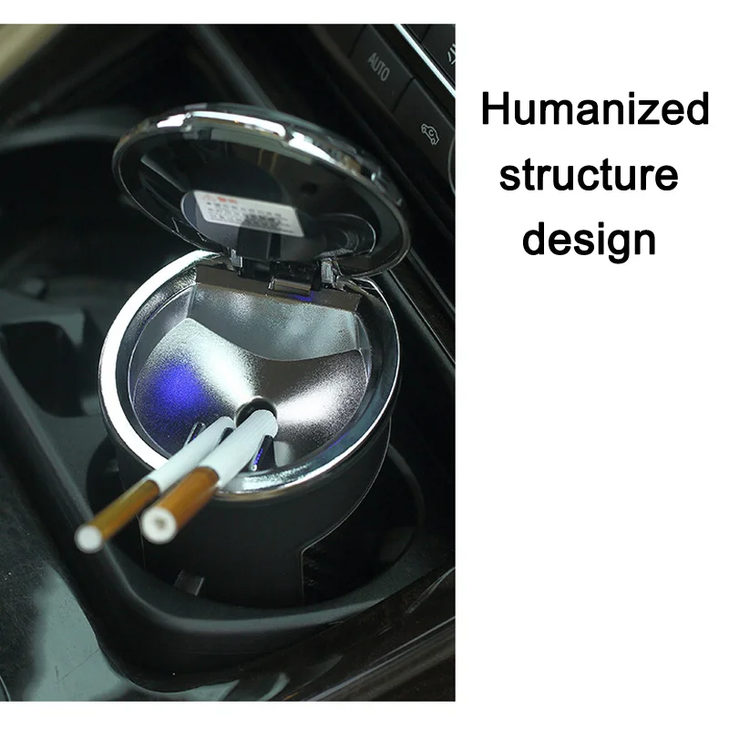 

Car Ashtray LED Light Alloy Ash Tray Aluminum Cup Portable Smokeless Auto Ashtray Flame Retardant Cigarette Holder Box-35