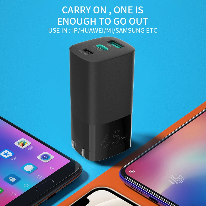 65W Ган устройство для быстрой зарядки с usb портом Type C PD USB зарядное QC4.0 3 0