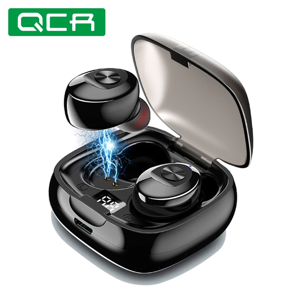QCR TWS Bluetooth наушники 6D стерео 5 0 беспроводные IPX5 водонепроницаемые 350mAh Headfree