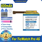 100% Оригинальный аккумулятор LOSONCOER SP452929SF 600 мАч для смарт-часов TicWatch Pro  TicWatch Pro 4G