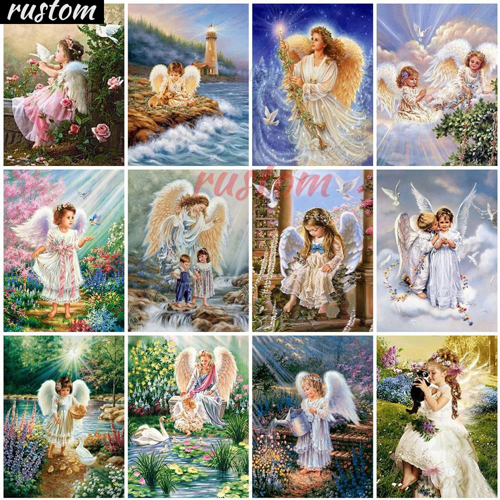 

Angel Cross Stitch Square Diamond Embroidery Girl Rhinestone Mosaic Home Decor Gift 5D Full Round Drill Diamond Painting rustom