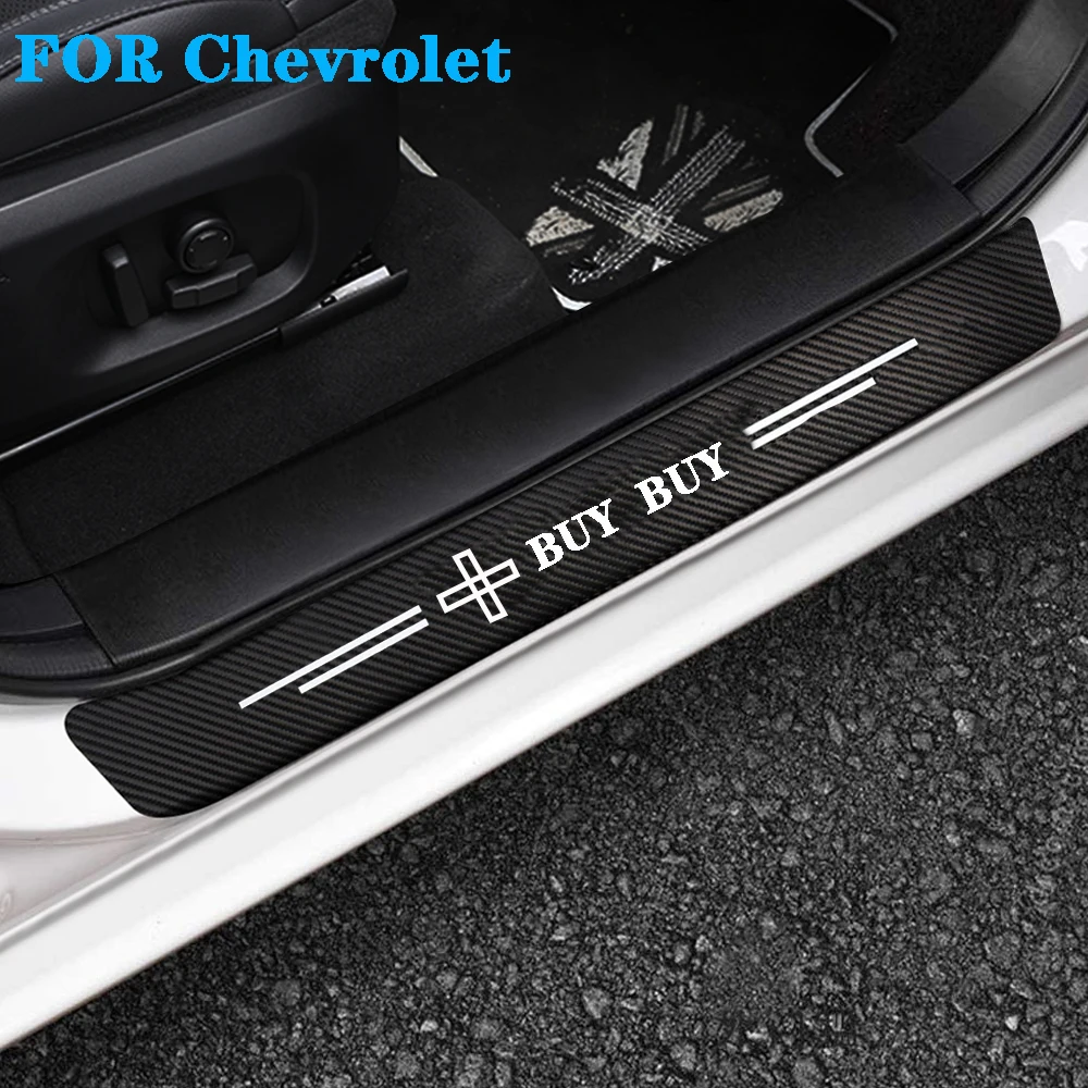 

4 Pcs for Chevrolet Car Threshold Protector Car Door Sill Anti Kick Stickers Scuff Anti Scratch Carbon Fiber Auto Door Sticker