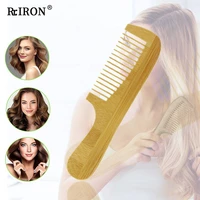 riron natural bamboo fine tooth wooden grooming comb for wholesale custom logo scalp care massage hairbrush comb for gift