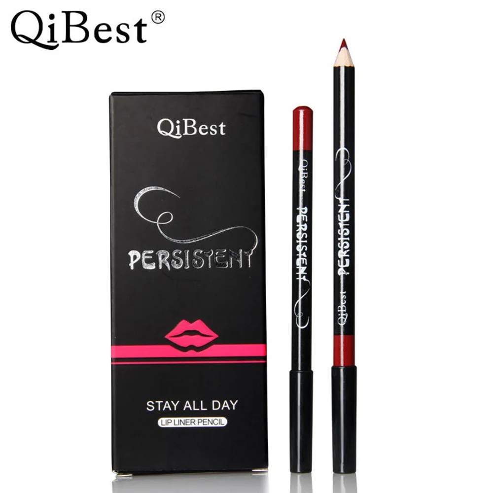 Qibest/qi yue shi Q1615 Fashion Black Rod Waterproof 12-Color Lip Liner Lipstick Pen Wholesale