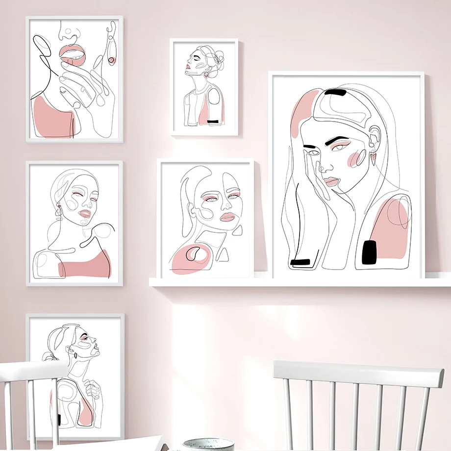 

fAbstract Geometric Lines Girl Minimalist Wall Art Canvas Painting Nordic Posters And Prints WallFor Living Room Decor Pictures