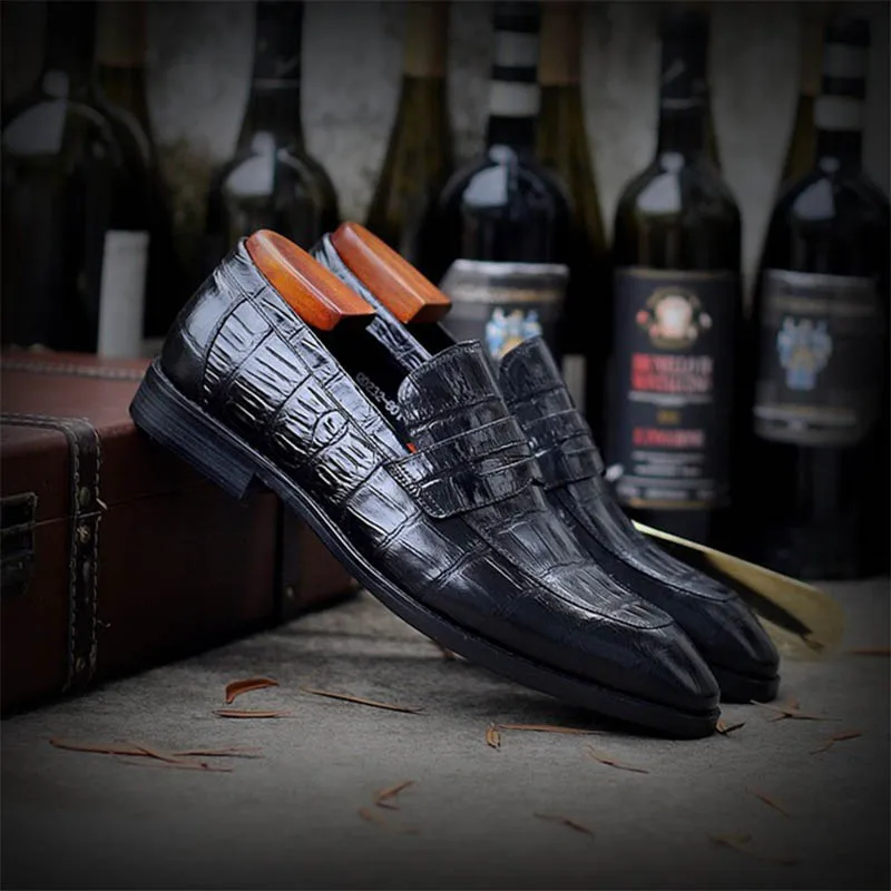 Sipriks/Мужские модельные туфли из натуральной кожи с принтом под крокодиловую кожу