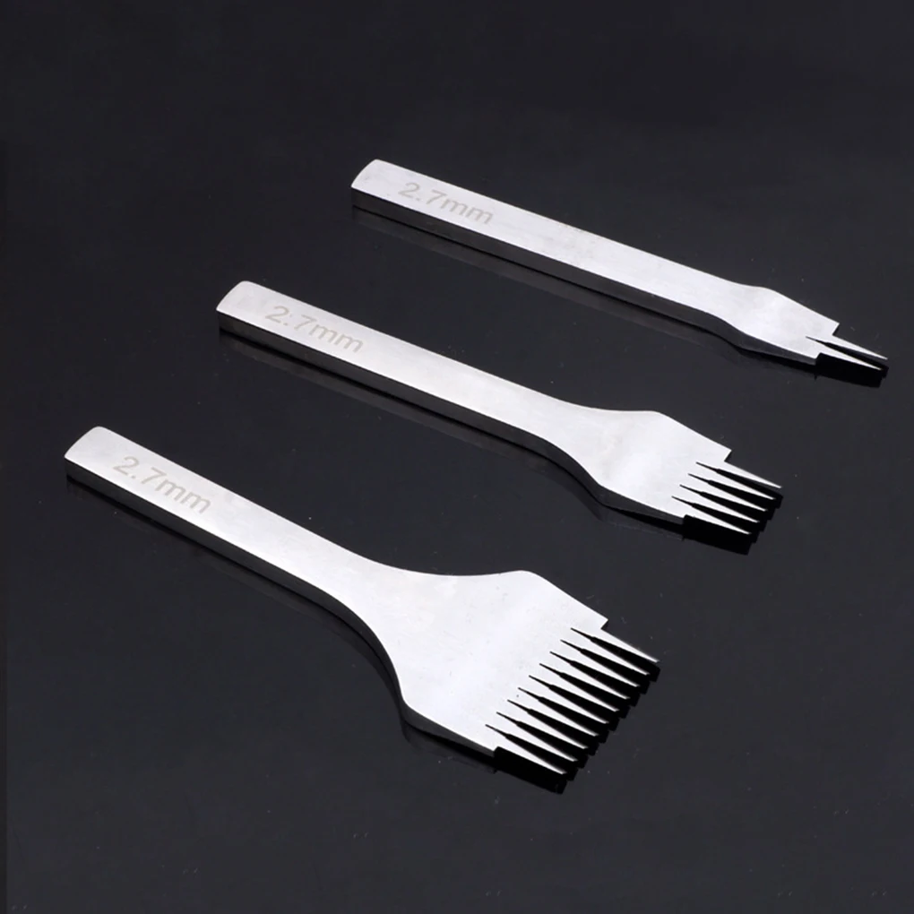 

DIY Leather Tools Set Stainless Steel 2/5/10 Prong Flat Leather Chisel Hole Piercing Punching Tool Kit