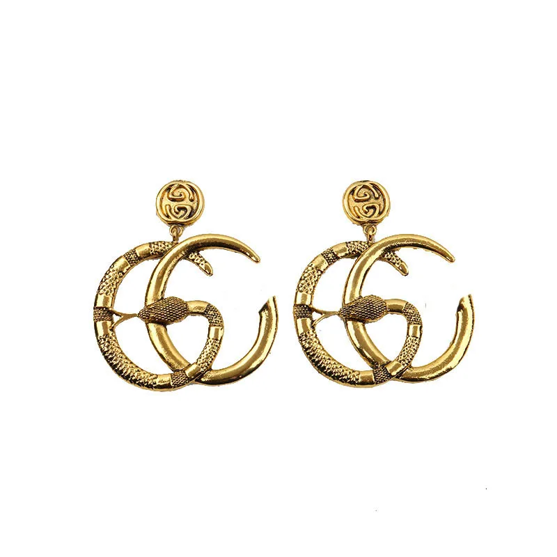 

Luokey Women's New Letter C Hoop Earrings Gold Color Snake Punk Earrings Girls Korea Luxury Gothic Earrings Female Charm Jewelry