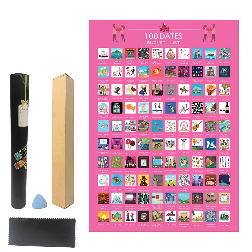 

Декор для дома, Топ 100, список вещей для свиданий, постер с царапинами для свиданий, список ведра для пар, подарок для влюбленных на День свято...