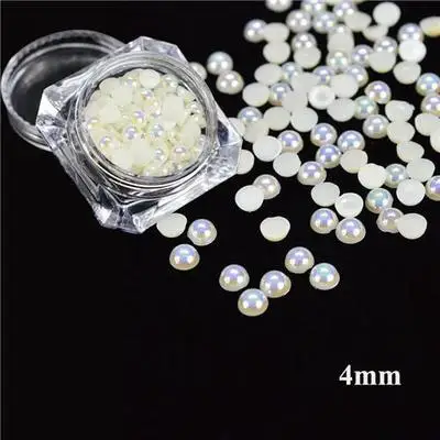 4mm Zziell Стразы для ногтей Жемчужное Украшение AB Цвет 3D Природа круглый плоский с оборота Блестящий DIY Маникюр украшения для дизайна ногтей - Цвет: 4mm