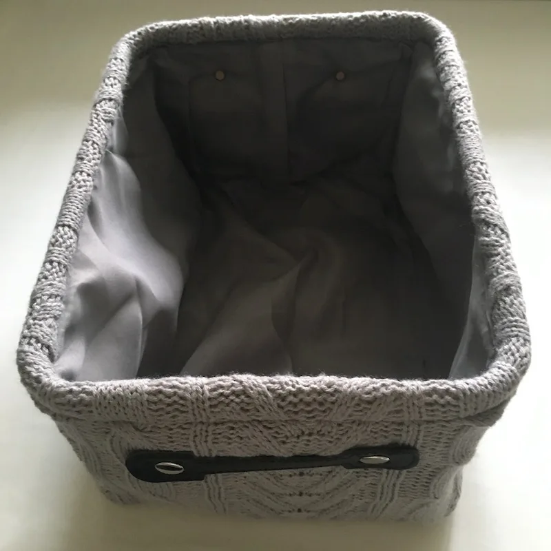 Корзина для белья и полотенец DUNXDECO серая вязаная коробка держатель игрушек