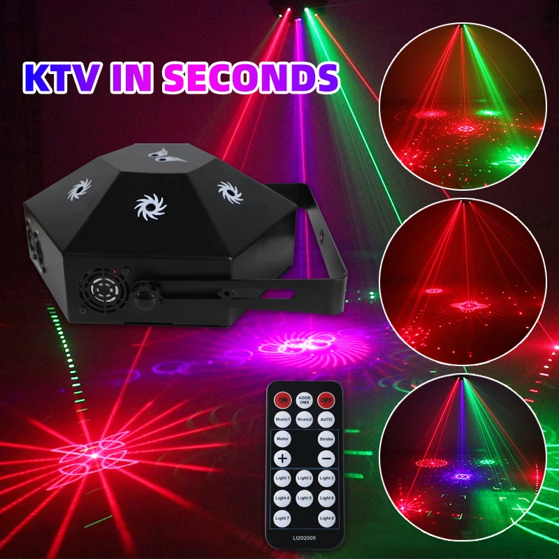 

RGB 8 Eyes Wheels Laser Music Light KTV/Bengdi/Family/Parties Stage Projector Lights Flash Lighting Christmas Bar Jumping Dishes