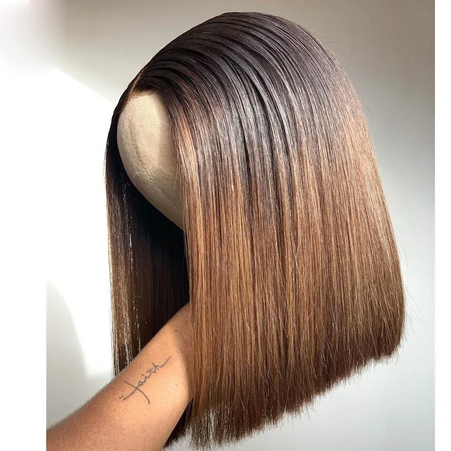 

Средняя часть 12 дюймов 180 плотность синий короткий боб прямой синтетический кружевной фронтальный парик для женщин с детскими волосами пар...