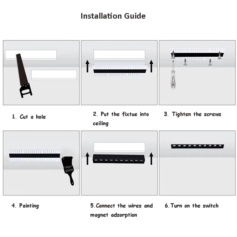 

Unvisible Led Spotlights Unit Magnetic Linear Simple Design 230V Dimming Embedded Light for Living Room, Bedroom Easy To Replace
