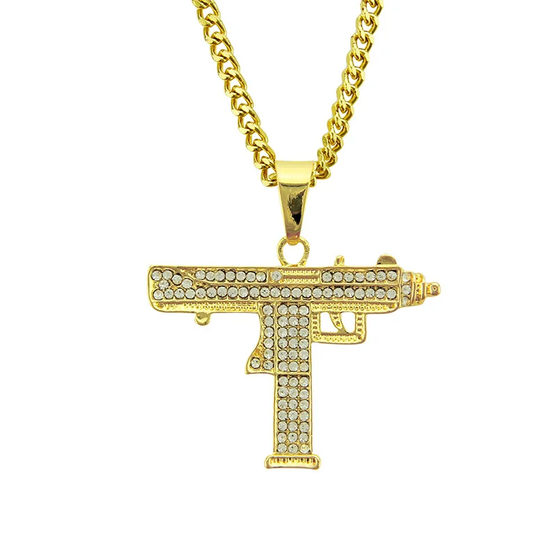 

Men's Necklace gun Pendants Charm Stainless Steel Chain For Men Jewelry For Male Boy Fashion trend Hip Hop golden Luxurious Gift