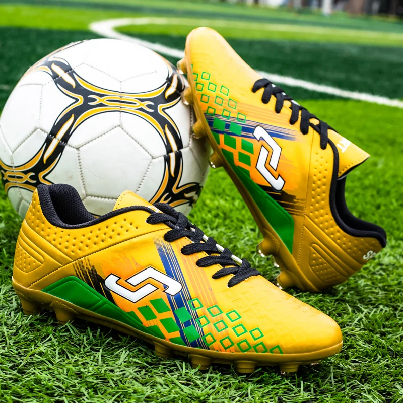 2020 Новая Мужская футбольная обувь зеленая желтая подростковые футбольные