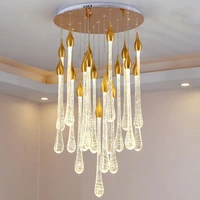 modern k9 crystal water drop shaped chandelier for dining room bedroom staircase loft art indoor decor lighting fixtures
