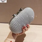 Свадебная женская вечерняя сумочка с бисером, элегантный клатч на цепочке через плечо, вечерняя сумка в форме яйца, повседневные клатчи