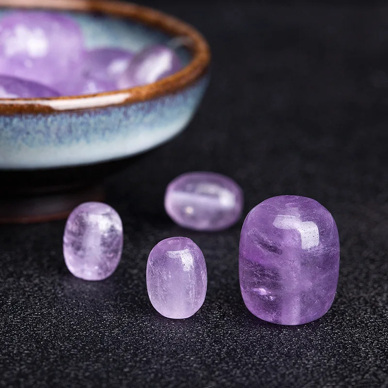 

Natural Stone Separated Loose Beads Amethyst Reiki Crystal Carving Bucket Bead DIY Bracelet Accessories